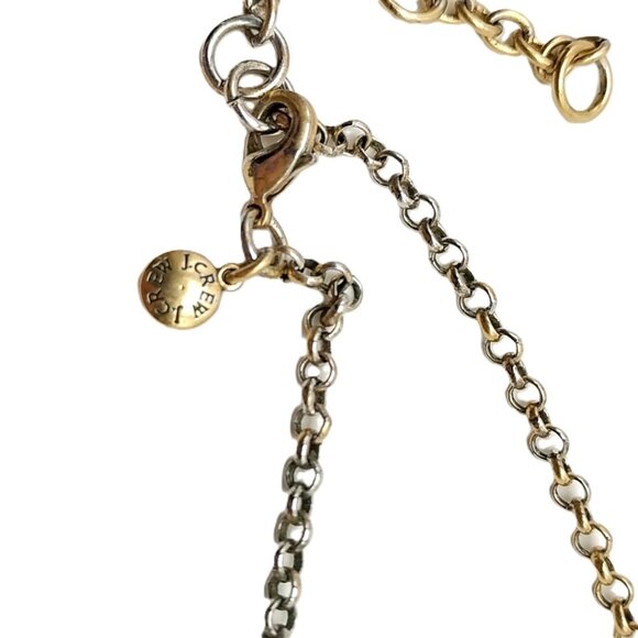 J. Crew Ivory Color Floral Statement Necklace Gold Tone Chain - Picture 6 of 12